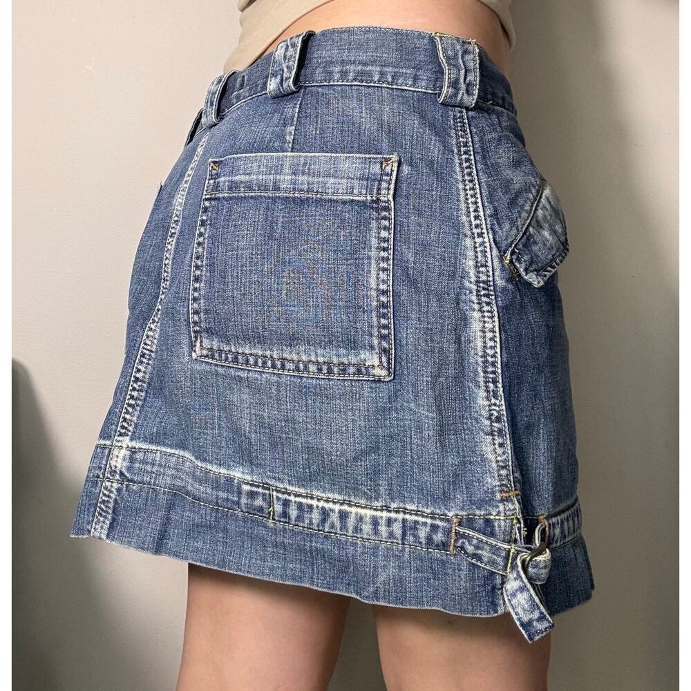 Vintage Y2K Express Mini Denim Cargo Jean Skirt Grunge Skater 8 - Picture 4 of 12